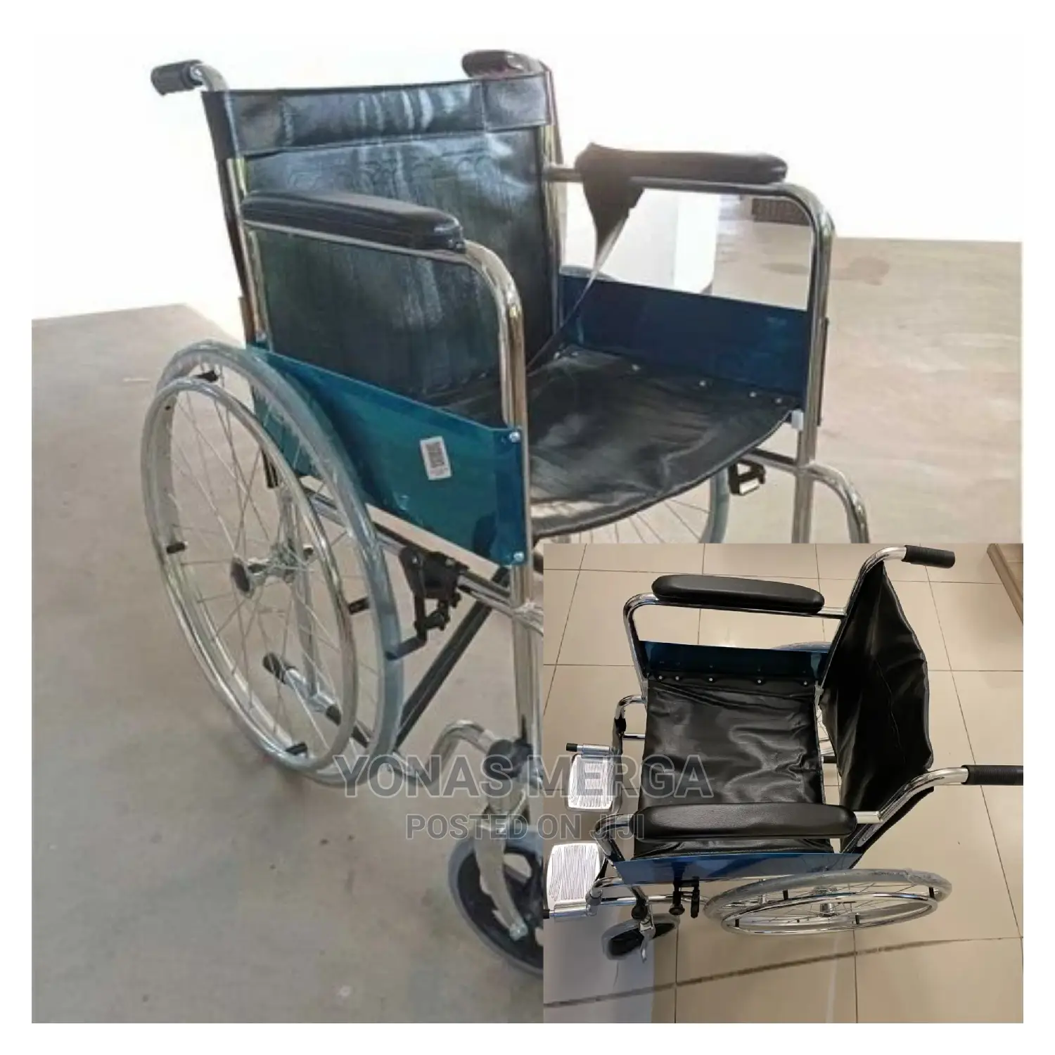 Silver Fixed Stainless Steel Manual Wheelchair