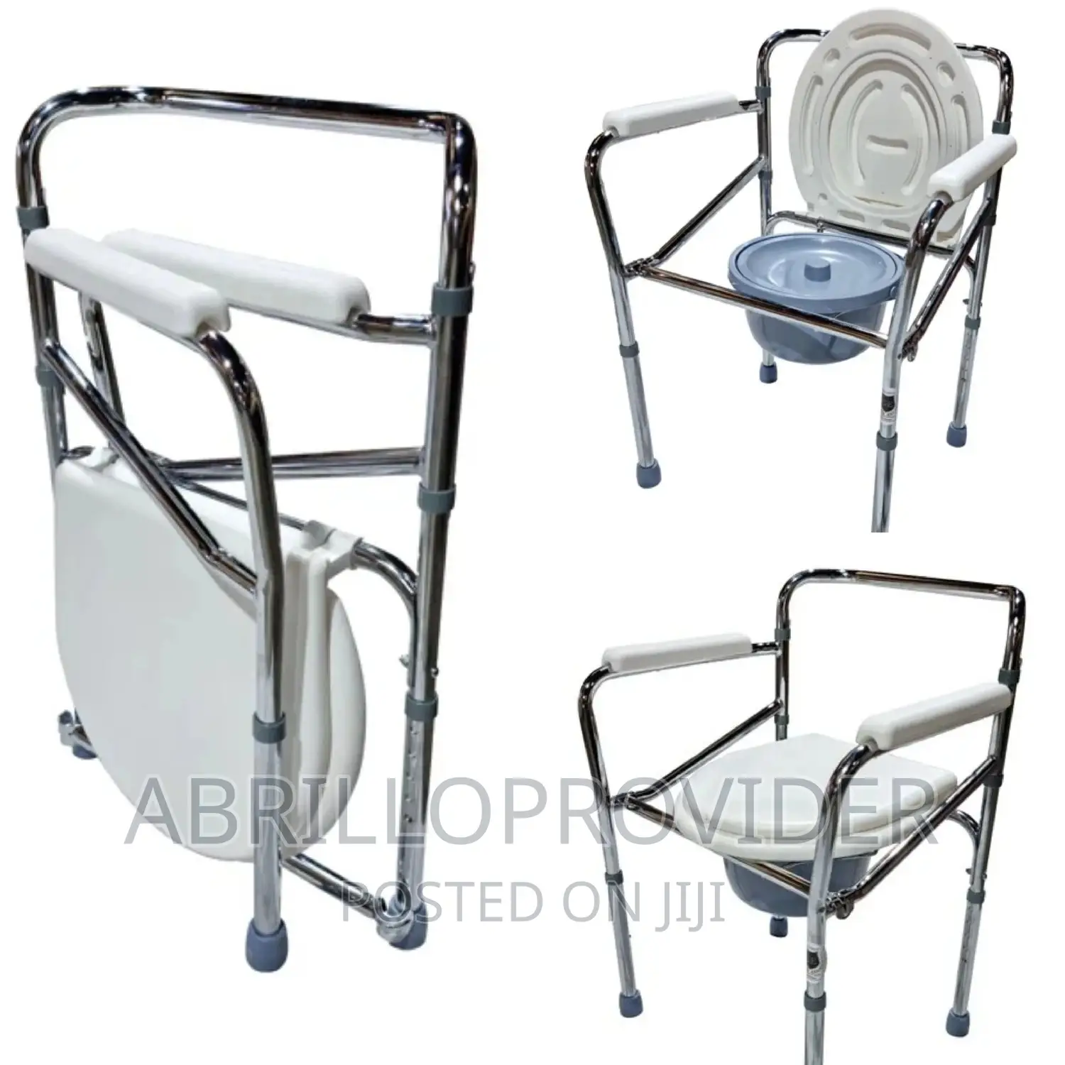 Foldable Over Toilet Aid Commode Chair With Toilet Seat