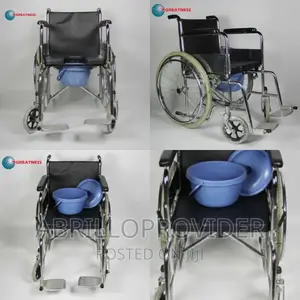 2 in 1 Folding Steel Wheelchair With Removable Seat Toilet