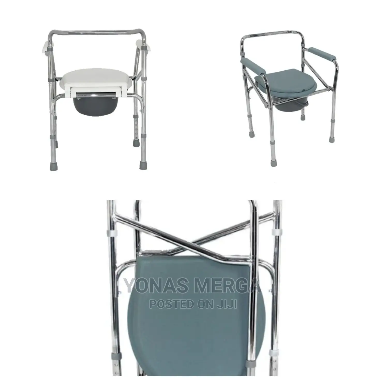 Foldable and Height Adjustable Commode Chair With Bucket