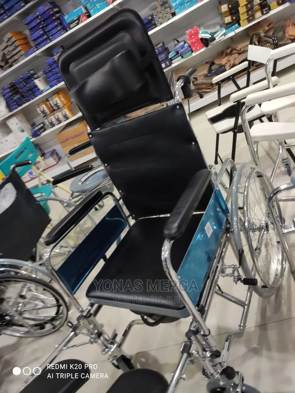 Wheelchair With a High Backrest and Poty or Toilet