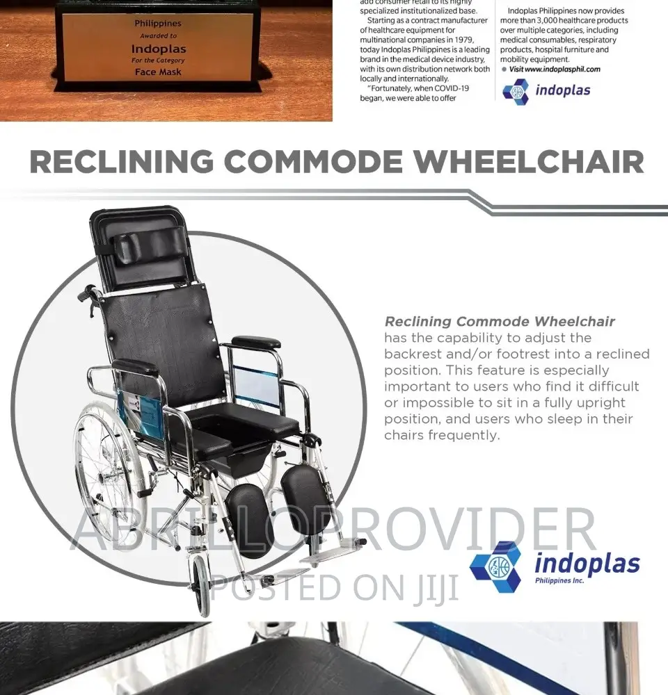 Chrome Commode Reclining Wheelchairs,