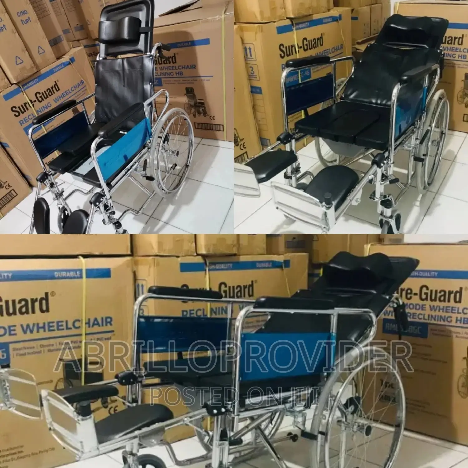 Reclining Commode Wheelchair Adult Foldable Commode