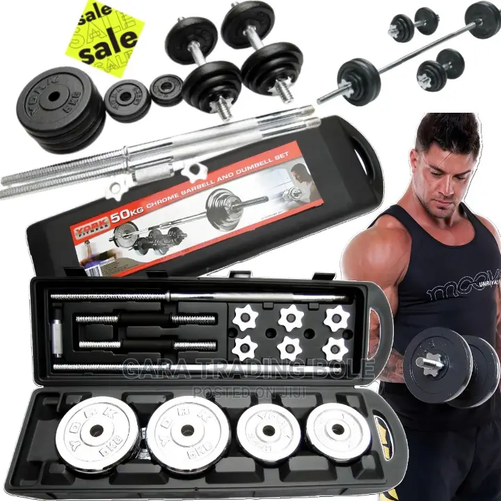 በቤቶ ስፖርት ይስሩ Dumbbell and Barbell 50kg Silver and Black F