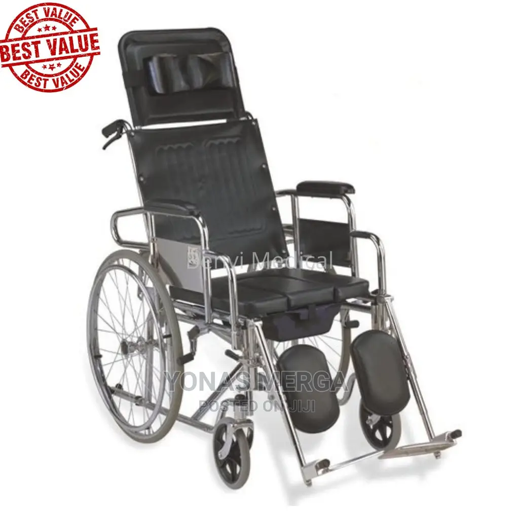 Toilet Pot, Detachable Armrest Swing-Away Footrest Black