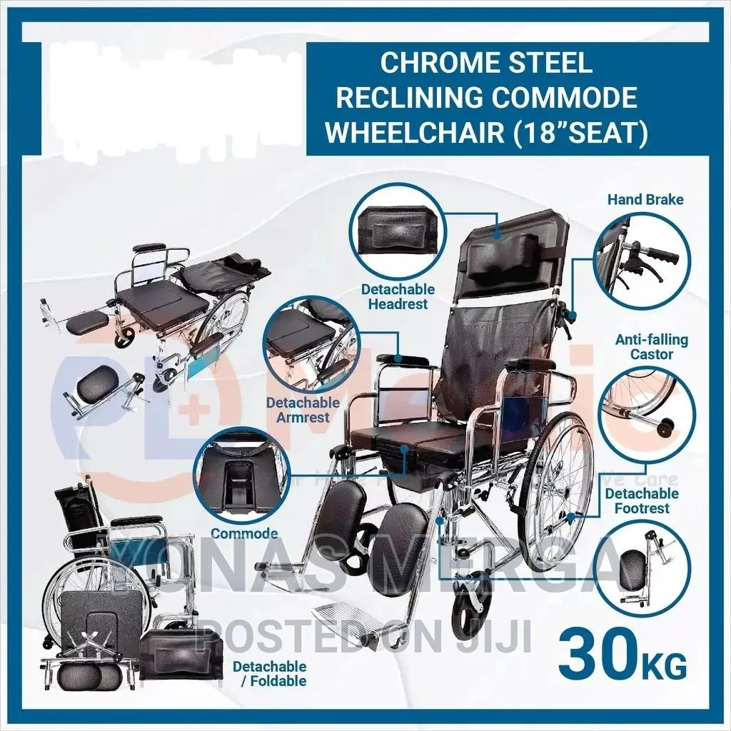 High-Back Reclining Wheelchair Elderly Folding With Toil