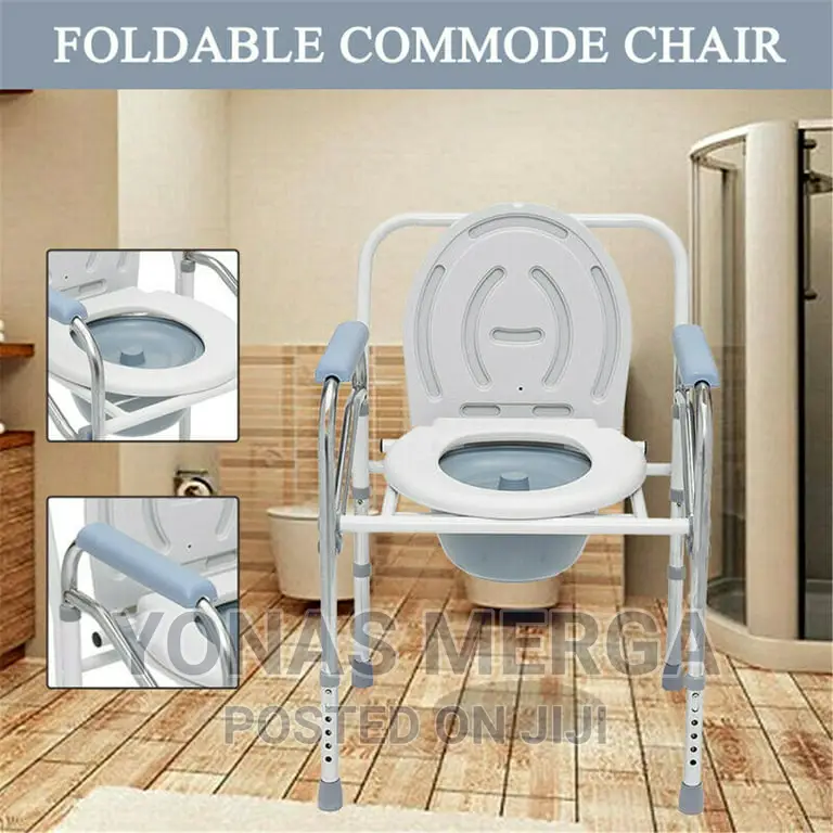 Commode Chair Rubber Material, Anti-Stip Fixed Armrest