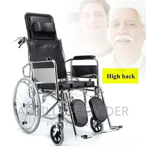 High Back Commode Wheelchair/Toilet / Strecher / Sleeping