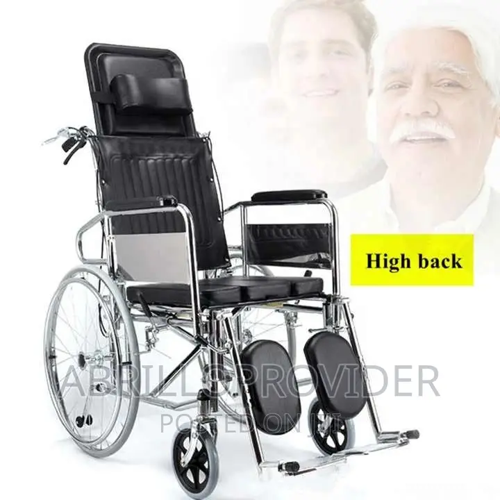 High Back Commode Wheelchair/Toilet / Strecher / Sleeping