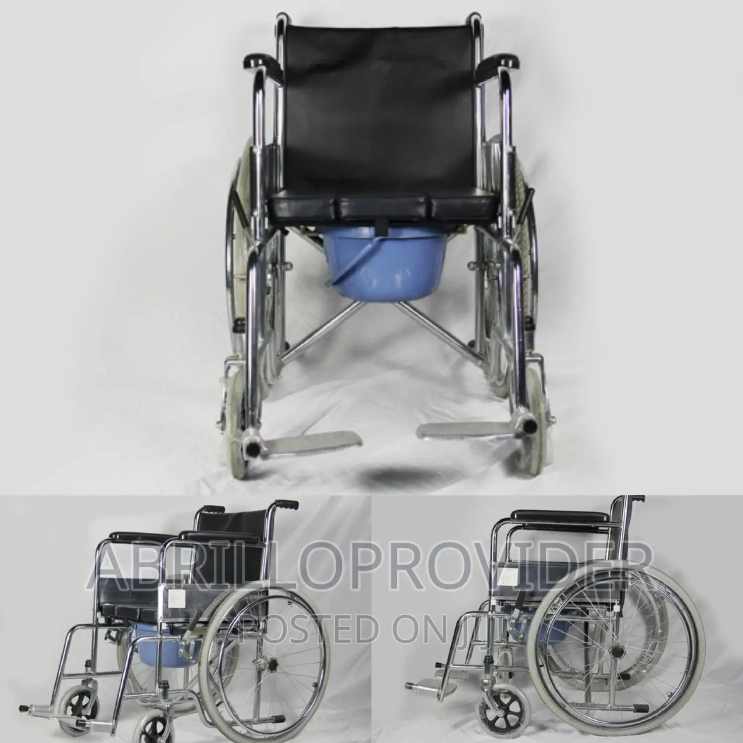 2 in 1 Folding Steel Wheelchair With U Shape Commode Seat