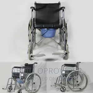 2 in 1 Folding Steel Wheelchair With U Shape Commode Seat