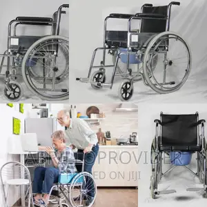2 in 1 Folding Steel Wheelchair With U Shape Commode Seat