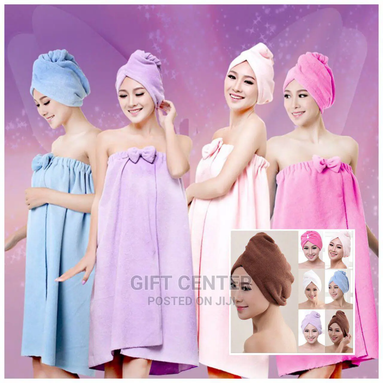 Microfiber Bowknot Pattern Bath Towel Sheet Set Absorbent Ba