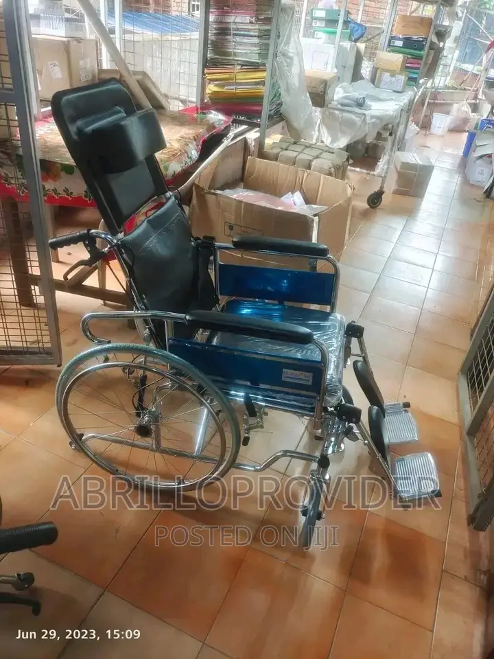Black PU Leather Karma Reclining Wheelchair With Commode