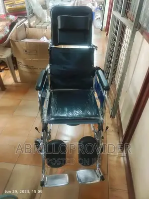 Black PU Leather Karma Reclining Wheelchair With Commode