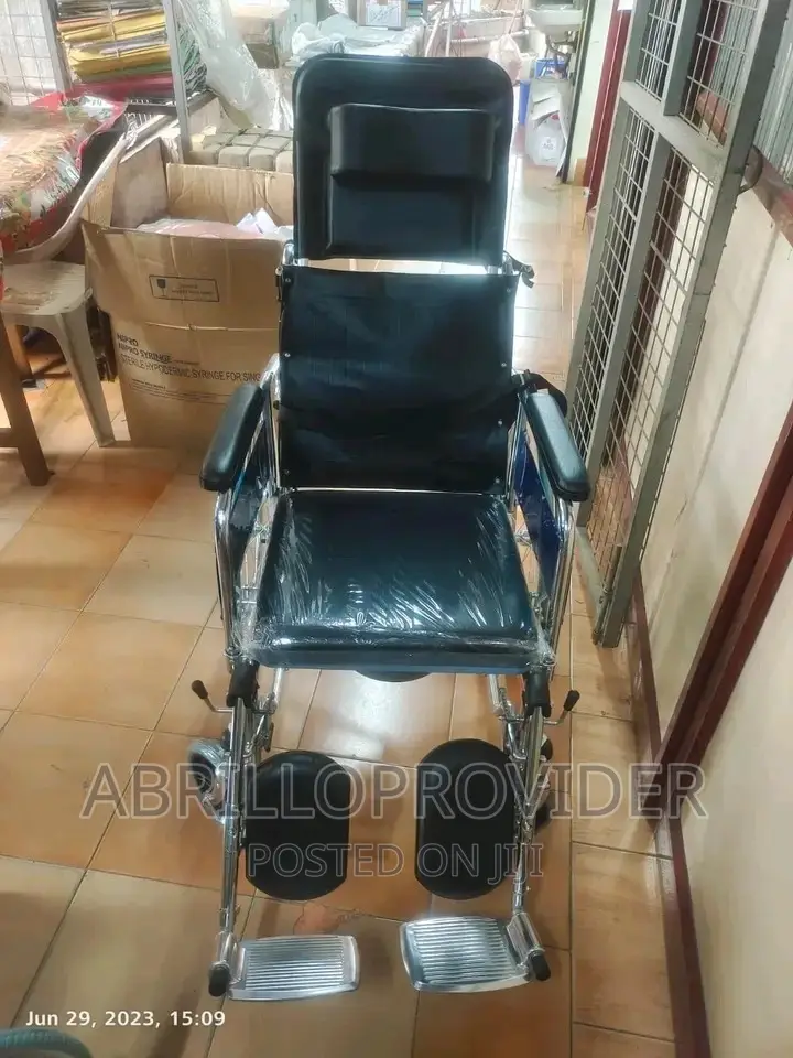 Leather Karma Reclining Wheelchair With Commode