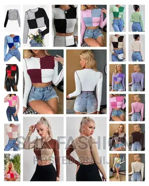 Contrast Stitch Colorblock Crop Tee