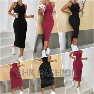 Solid Halter Neck Bodycon Dress