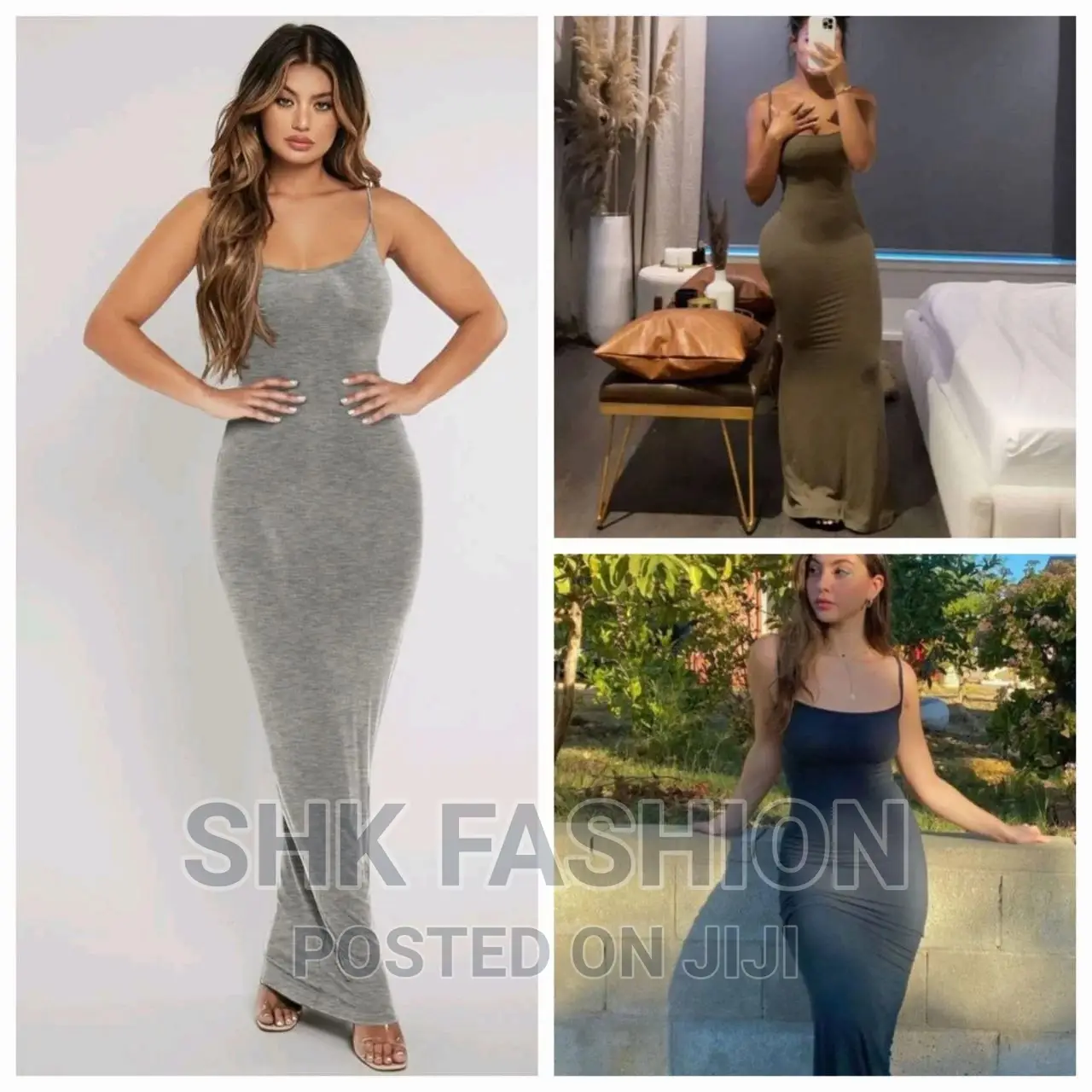 Solid Bodycon Cami Long Dress