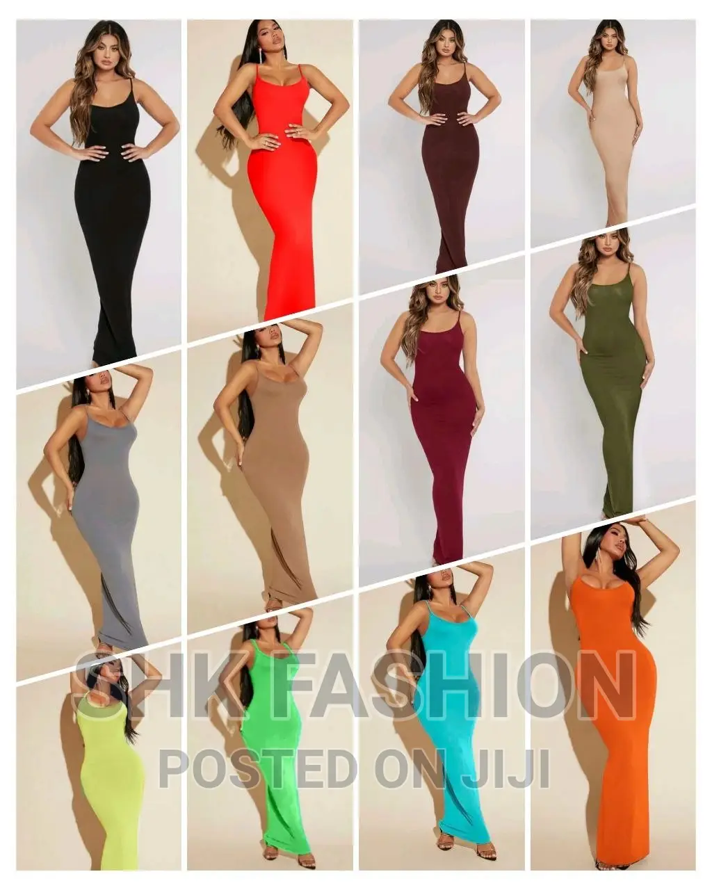 Solid Bodycon Cami Long Dress
