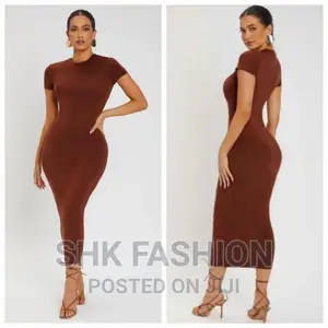Photo - Solid Round Neck Bodycon Dress