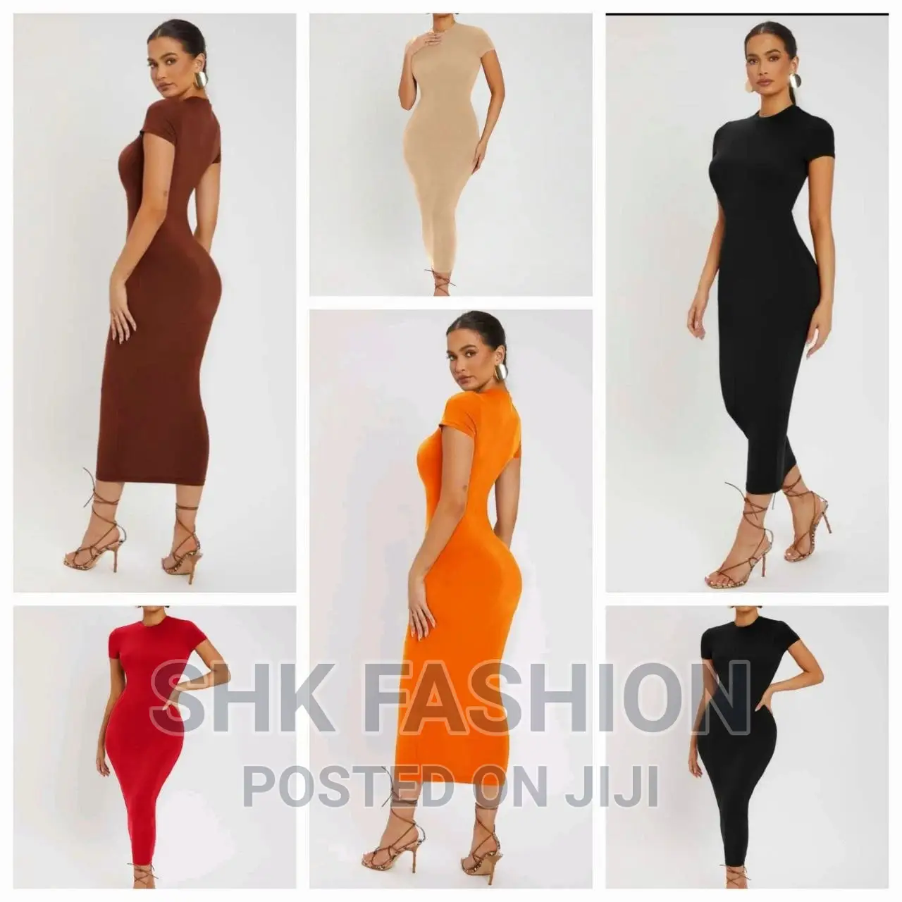 Solid Round Neck Bodycon Dress