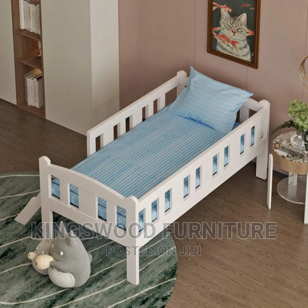 100cmx160cm Kids Bed With Ladder(100x160የሆነ ደረጃ ያለው የህጻን አልጋ