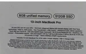 New Laptop Apple MacBook Pro 2020 M1 8GB Apple M1 SSD 512GB