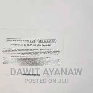 New Laptop Apple MacBook Air 2022 M2 8GB Apple M2 SSD 256GB