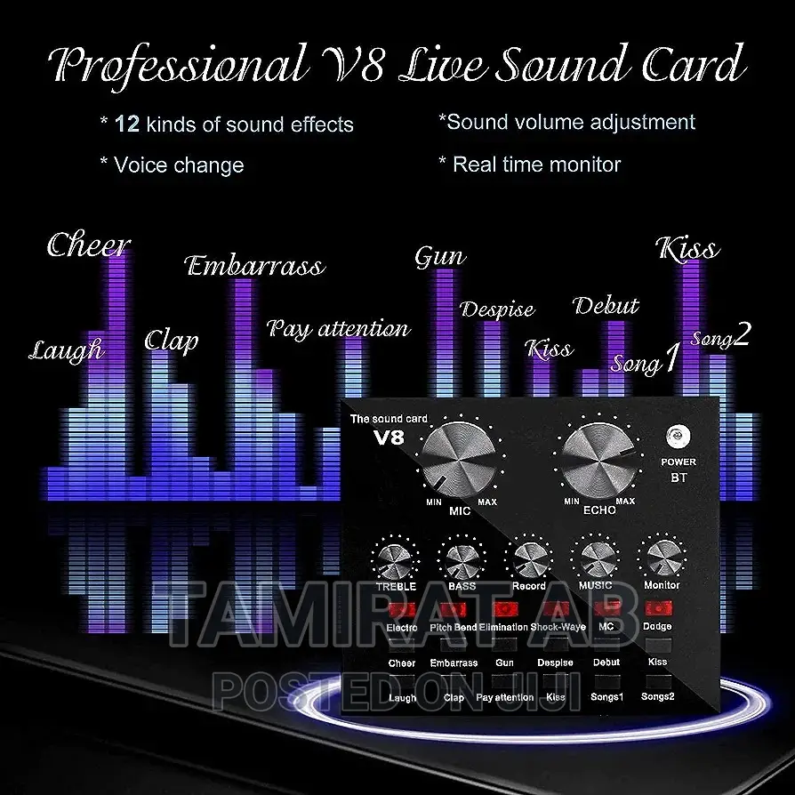 BM 800 Condenser Microphone With V8 Sound Card