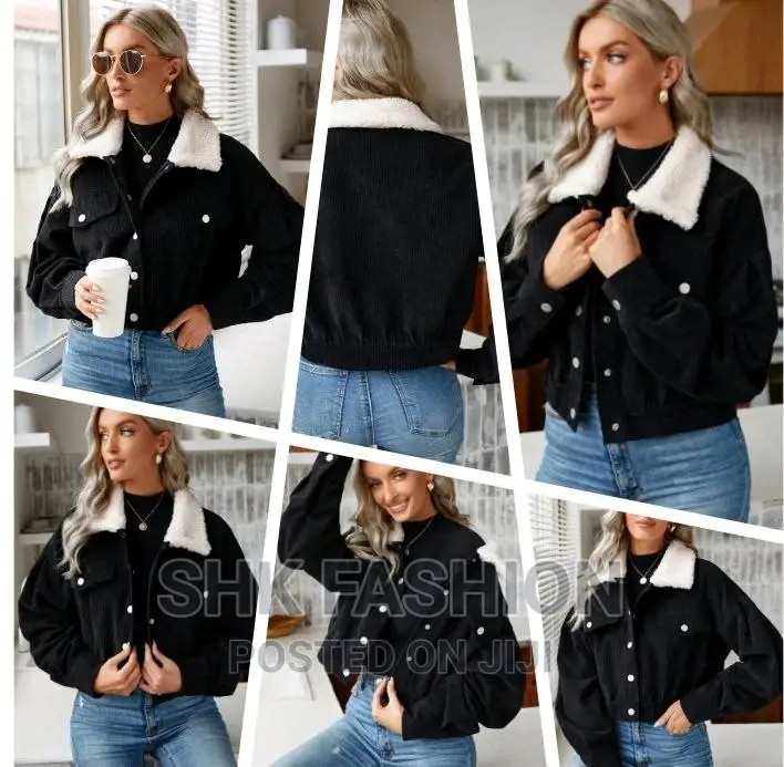 Frenchy Borg Collar Drop Shoulder Corduroy Jacket