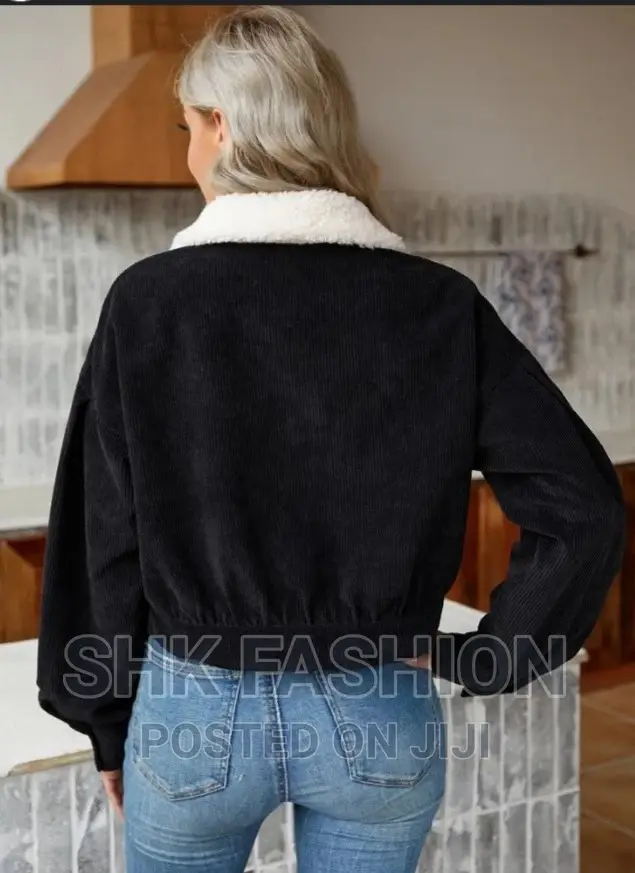 Frenchy Borg Collar Drop Shoulder Corduroy Jacket