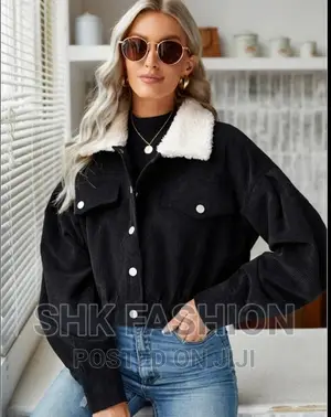 Frenchy Borg Collar Drop Shoulder Corduroy Jacket