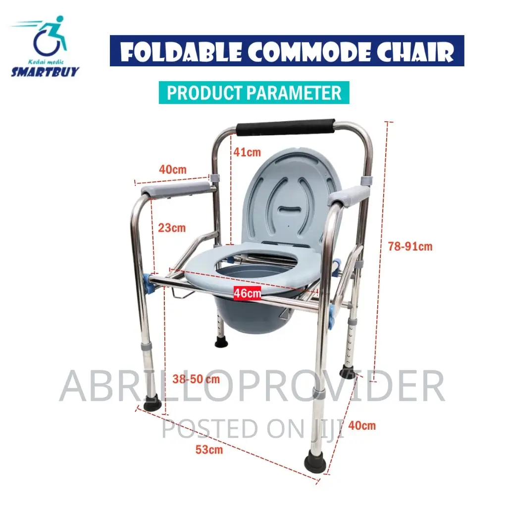Adjustable Foldable Commode Chair With Bucket
