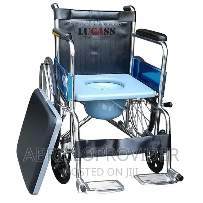 Commode Wheelchair ፖፖ ያለው ከ ጠንካራ አልሙነይም የተሰራ