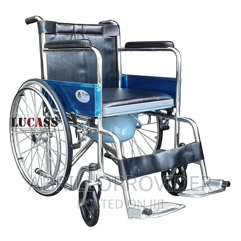 Commode Wheelchair ፖፖ ያለው ከ ጠንካራ አልሙነይም የተሰራ