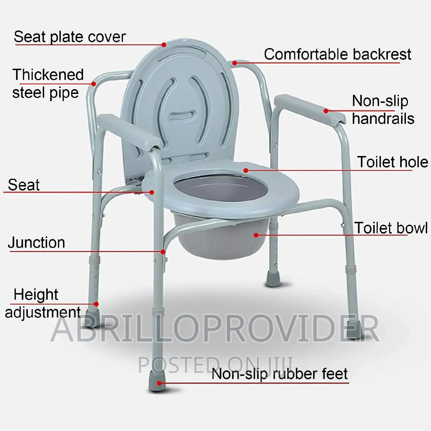 3 in 1 Commode Chair Adjustable Flexible Foldable