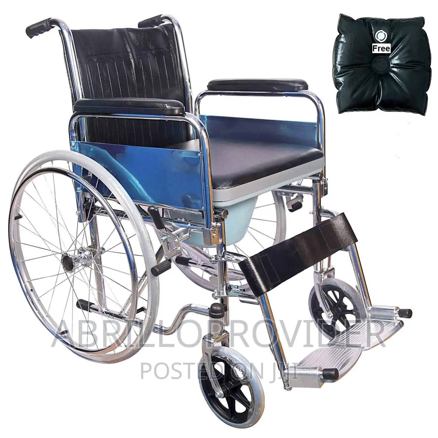 Foldable Wheelchair Commode Detachable Footrest Flip-Back