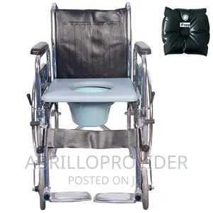 Photo - Foldable Wheelchair Commode Detachable Footrest Flip-Back