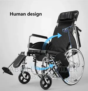 Fully Lying Wheelchair, Foldable High Backrest, Toilet Seat
