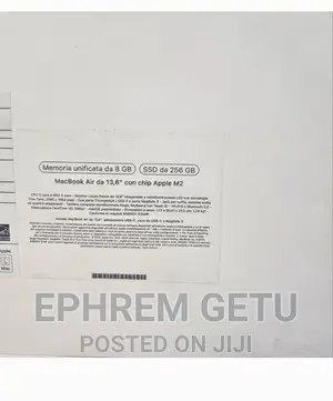 New Laptop Apple MacBook Air 2022 M2 8GB Apple M2 SSD 256GB