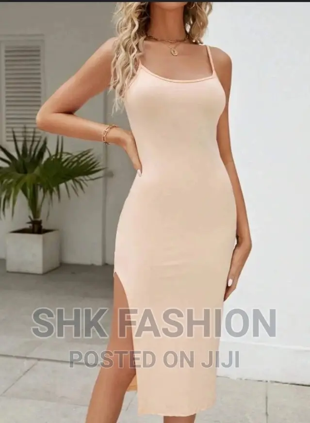 Solid Split Thigh Cami Dress