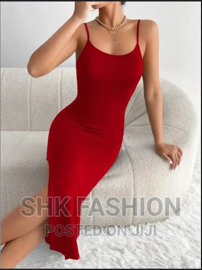 Solid Split Thigh Cami Dress