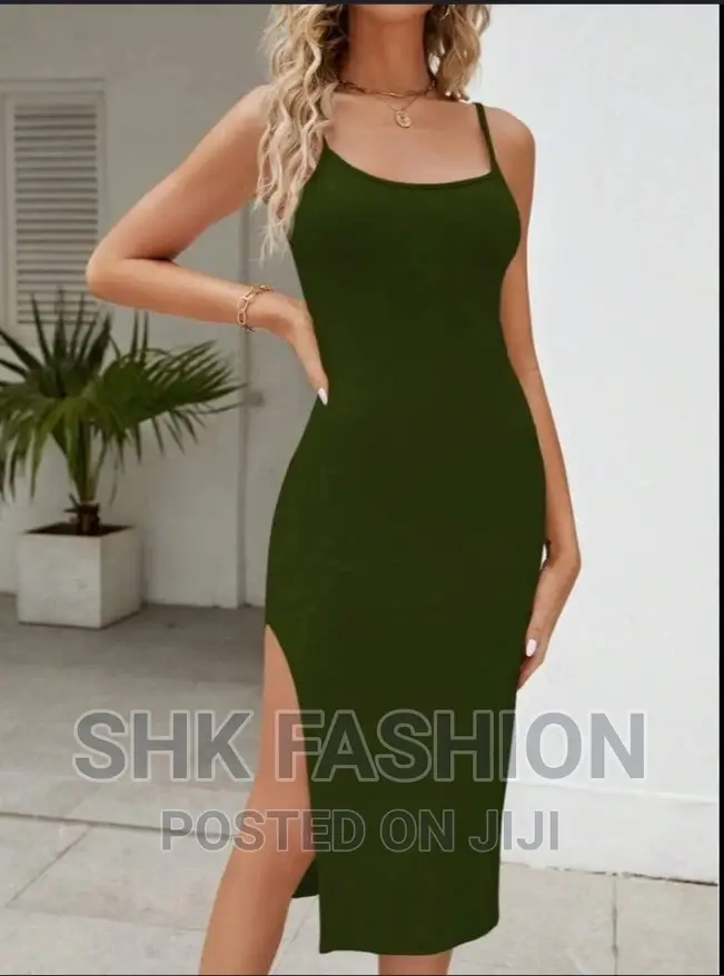 Solid Split Thigh Cami Dress