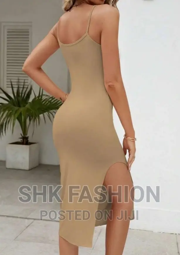 Solid Split Thigh Cami Dress