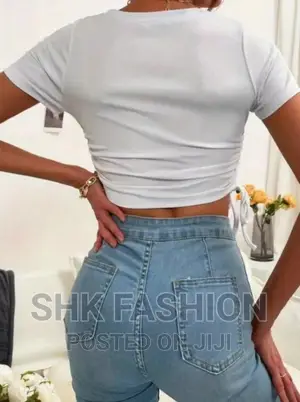 Photo - Frenchy Ruched Drawstring Knot Crop Top