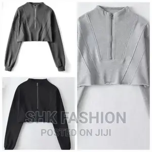 Oversized Half Zip Drop Shoulder Crop