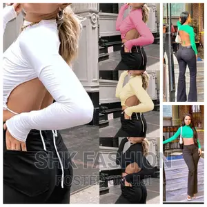 Backless Lace-Up Long Sleeve Crop Top