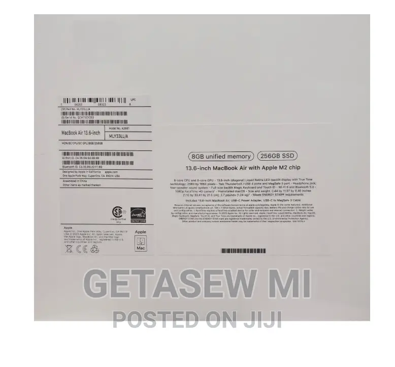 New Laptop Apple MacBook Air 2023 M2 8GB Apple M2 SSD 256GB