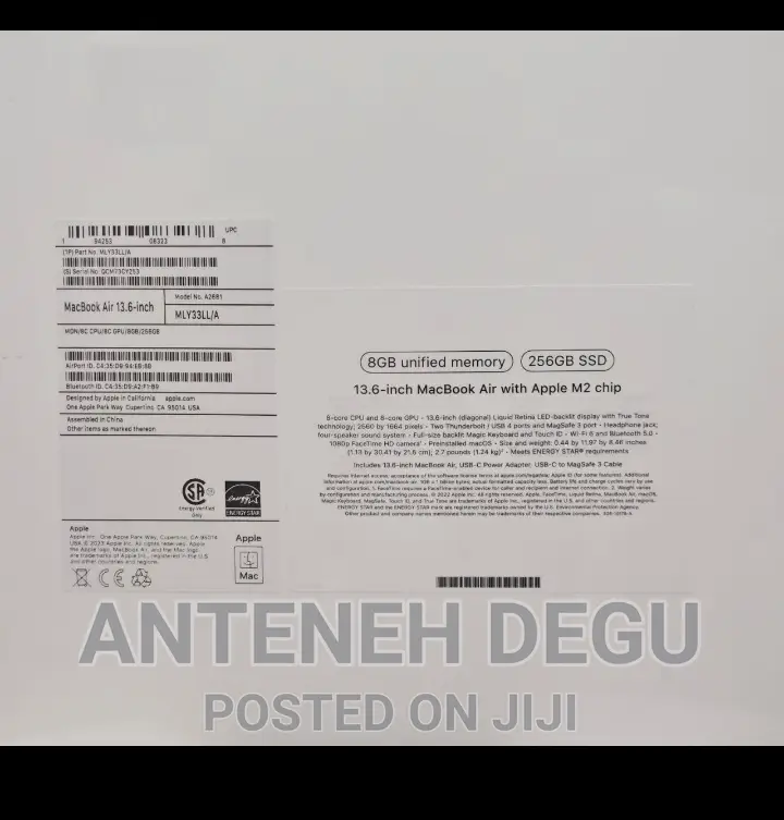 New Laptop Apple MacBook Air 2023 M2 8GB Apple M2 SSD 256GB